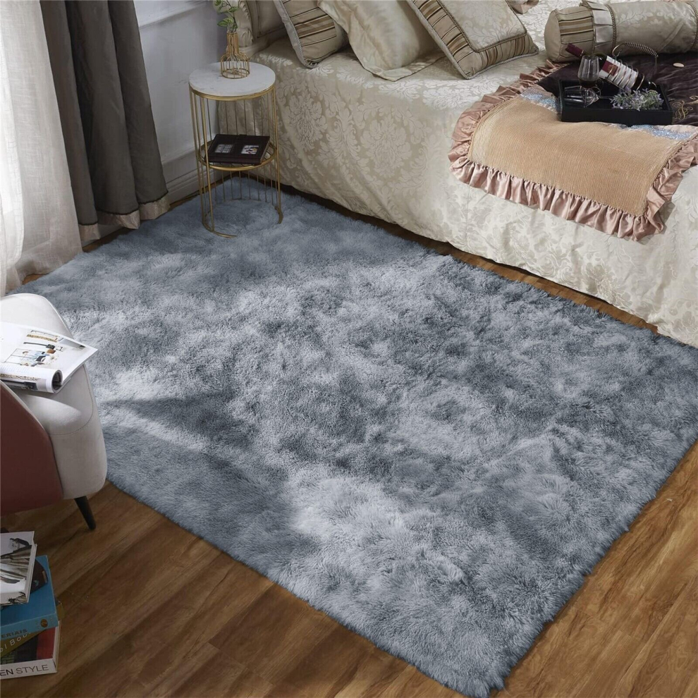 (120cm x 170cm (4ft x 5ft 6")- Small Area Rugs Carpet) Large Grey Rugs Non-Slip Area Rug Living Bedroom