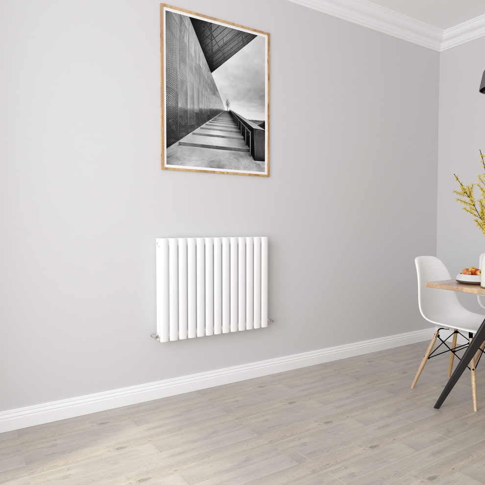 (Double 600x767mm, White) Designer Oval Column Radiator Central Heating