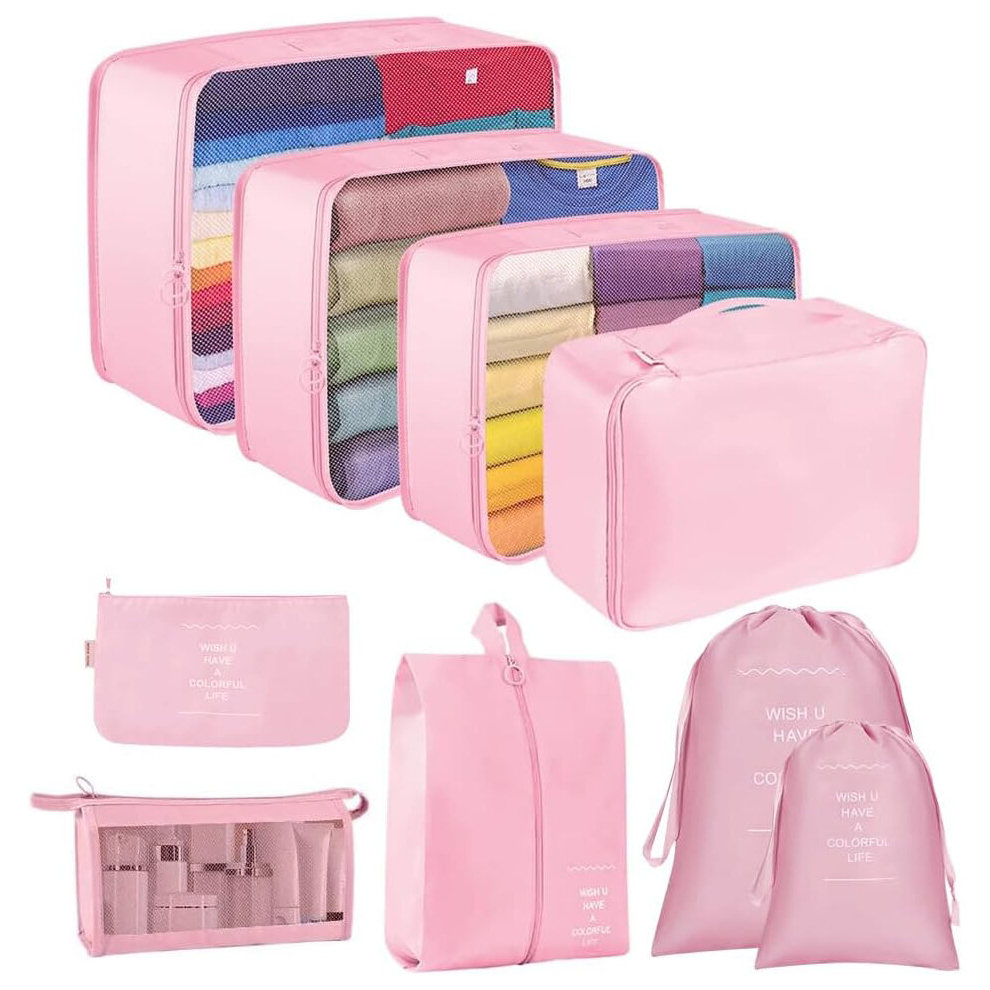 9Pcs Waterproof Travel Clothes Storage Bags Luggage Organizer Pouch Packing Cube
