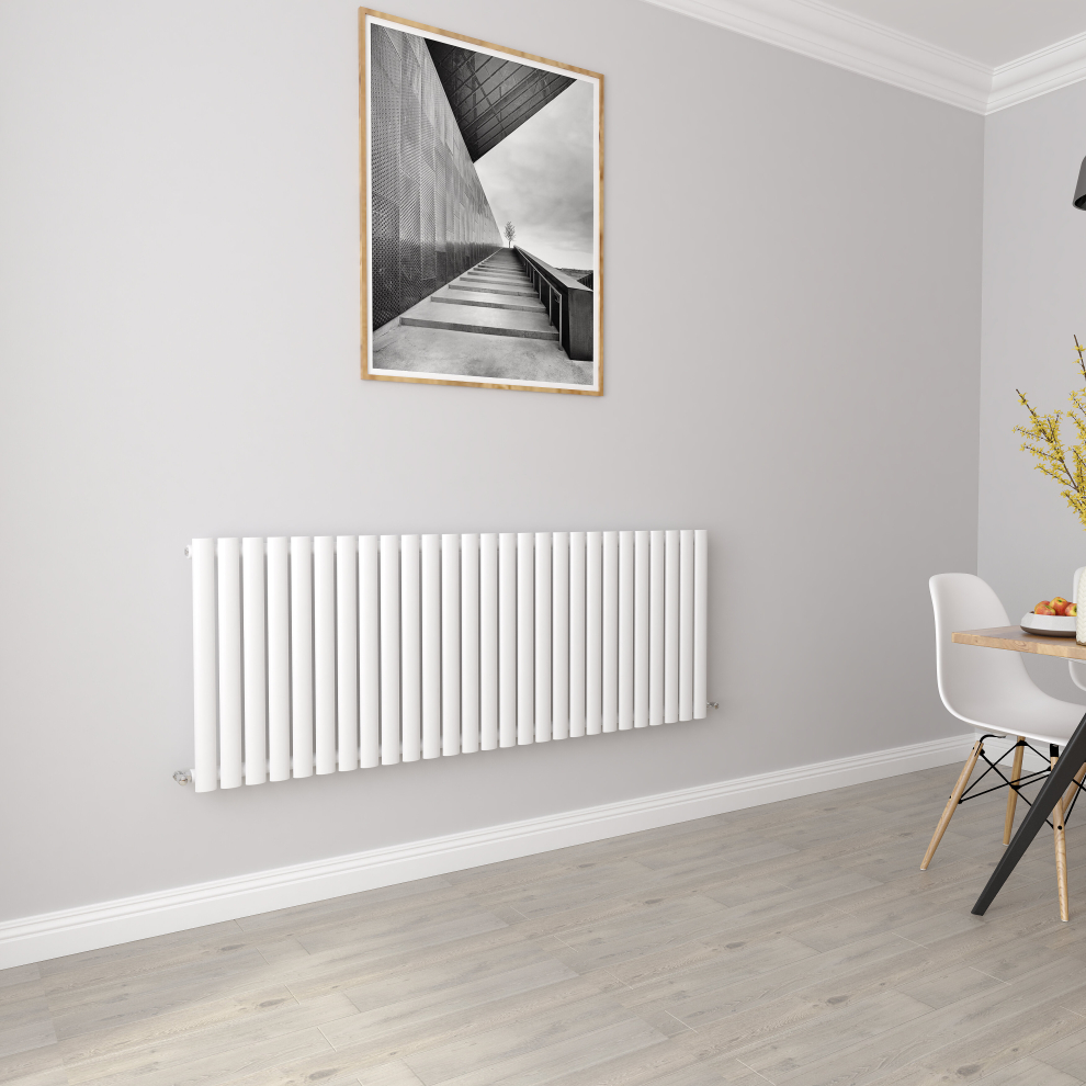 Aica (Single 600X1593mm, ) Designer Oval Column Radiator Central Heating White