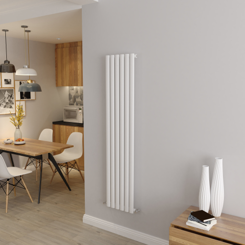 AICA (Single 1600x354mm, White) Designer Oval Column Radiator Central Heating