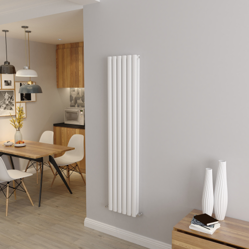 AICA (Double 1600x354mm, White) Designer Oval Column Radiator Central Heating