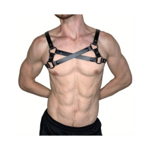 Mens Punk Body Chest Harness Leather Chest Belt Shoulder Strap for Cosplay Party Costume