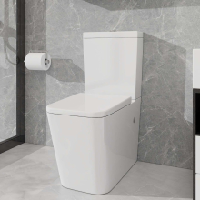 Rimless Close Coupled Toilet Soft Close WC Seat Ceramic Bathroom Square