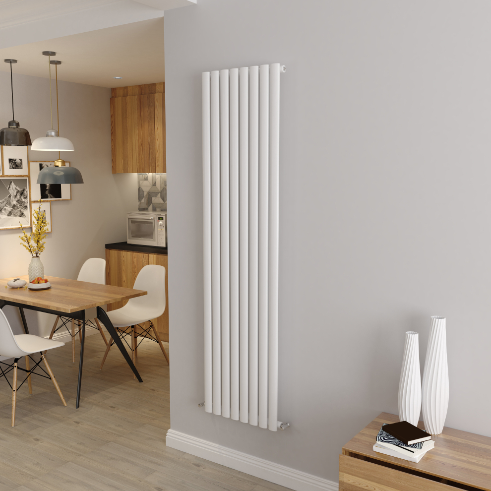 (Single 1800x472mm, White) Designer Oval Column Radiator Central Heating