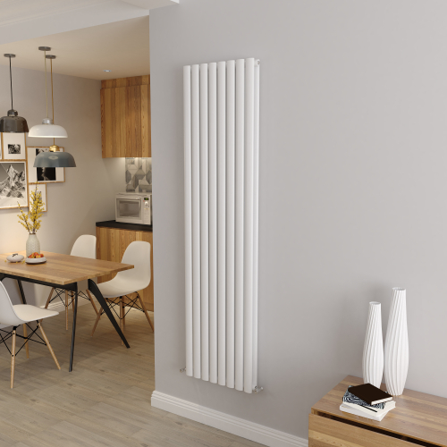 AICA (Double 1800x472mm, White) Designer Oval Column Radiator Central Heating
