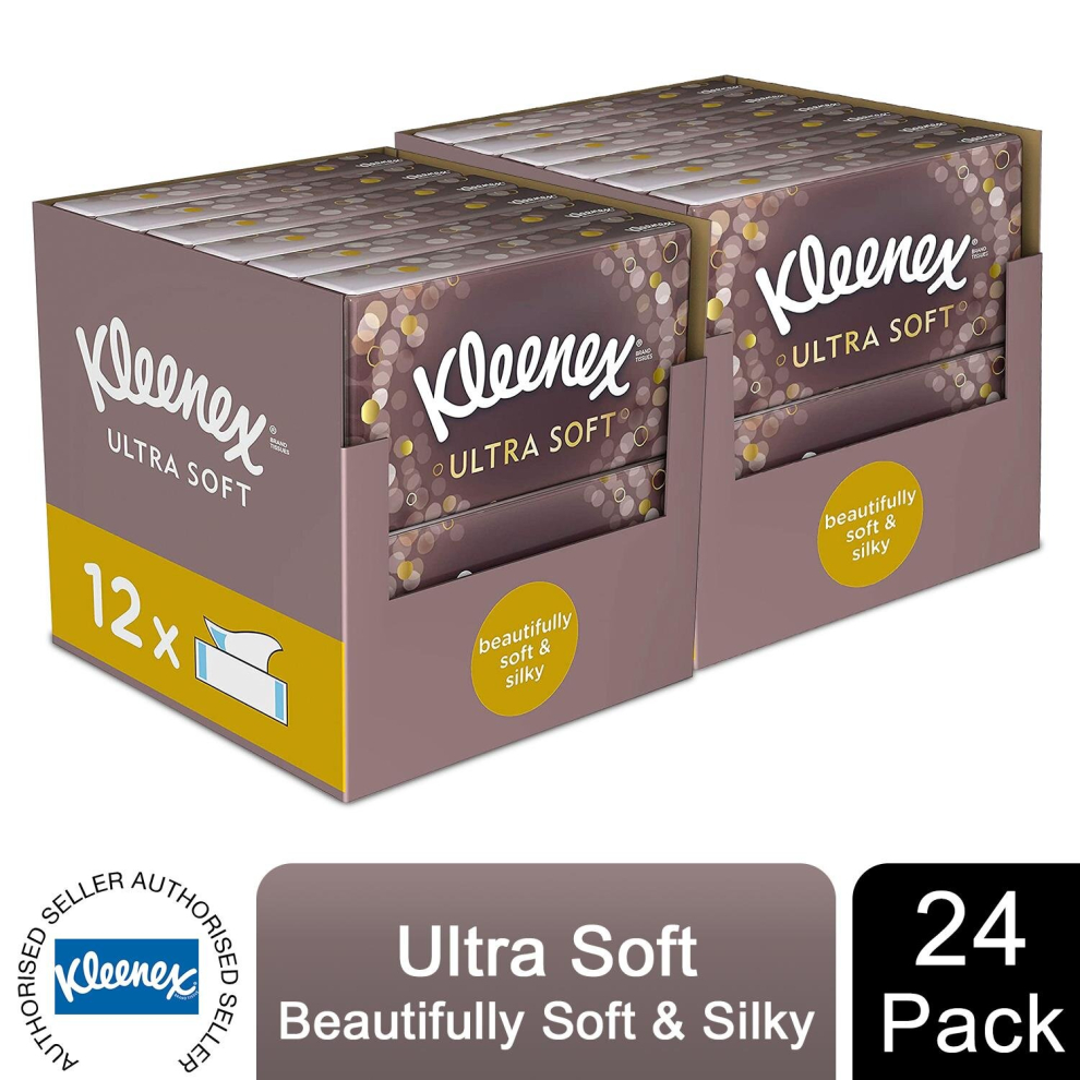 24x Kleenex Facial Tissues Ultra Soft Mega Pack Luxury & Silky Tissues