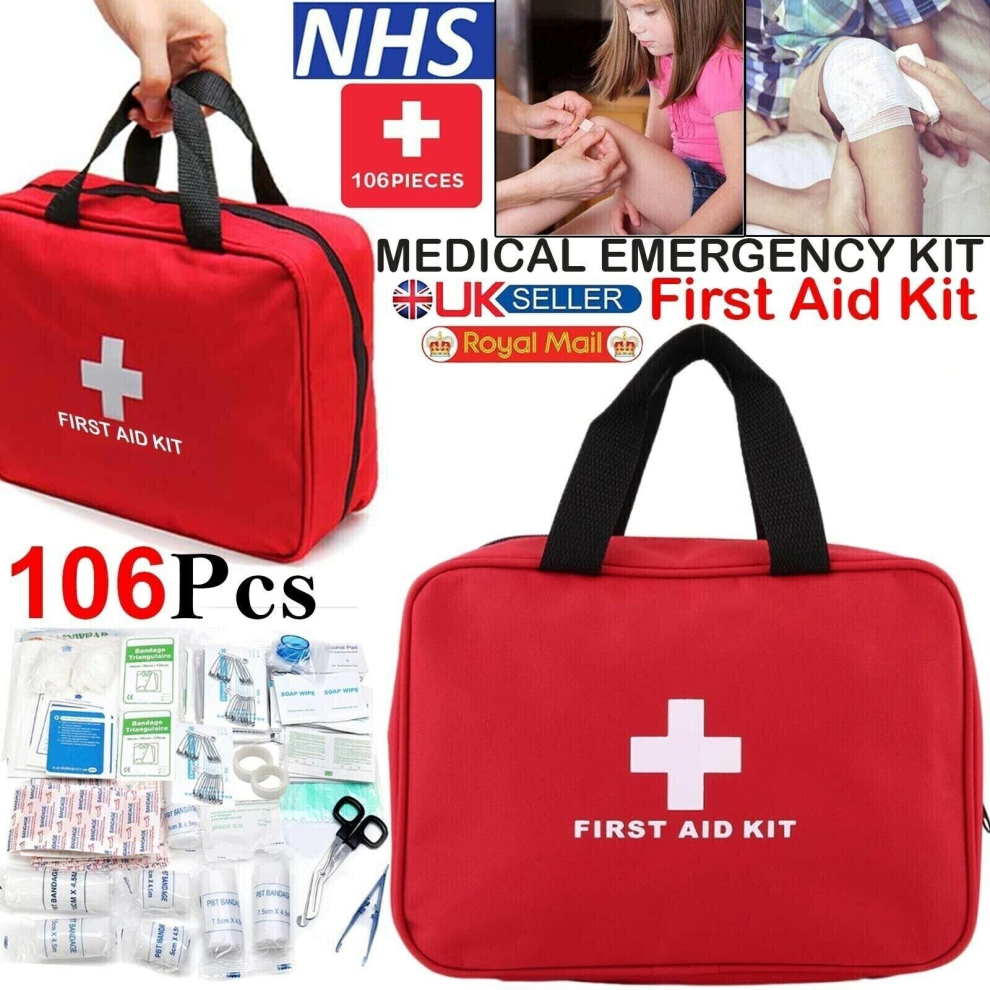 106 PIECE FIRST AID KIT MEDICAL EMERGENCY TRAVEL HOME CAR TAXI WORK 1ST AID BAG