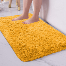 (50X80 CM, Yellow) Large Shaggy Fluffy Rugs Anti Slip Soft Carpet for Luxury Floor Area Bedroom Living Dining Room Rug