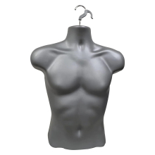 (Silver, Without Stand) 3/4 Male Hanging Mannequin Body Form Shop Display