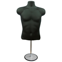 (Black, With Stand) 3/4 Male Hanging Mannequin Body Form Shop Display