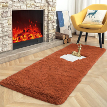 (60X220 CM, Rust) Large Shaggy Fluffy Rugs Anti Slip Soft Carpet for Luxury Floor Area Bedroom Living Dining Room Rug