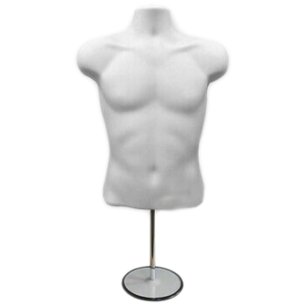 (White, With Stand) 3/4 Male Hanging Mannequin Body Form Shop Display