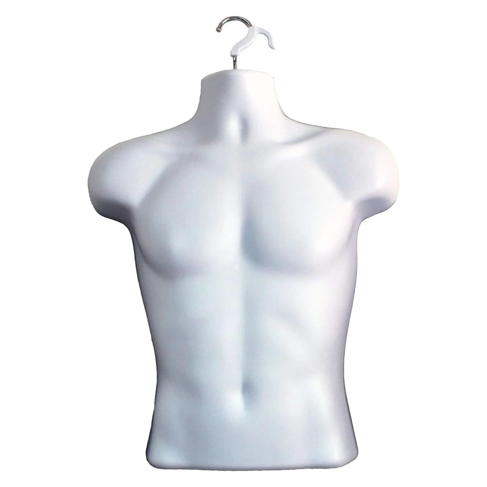 (White, Without Stand) 3/4 Male Hanging Mannequin Body Form Shop Display