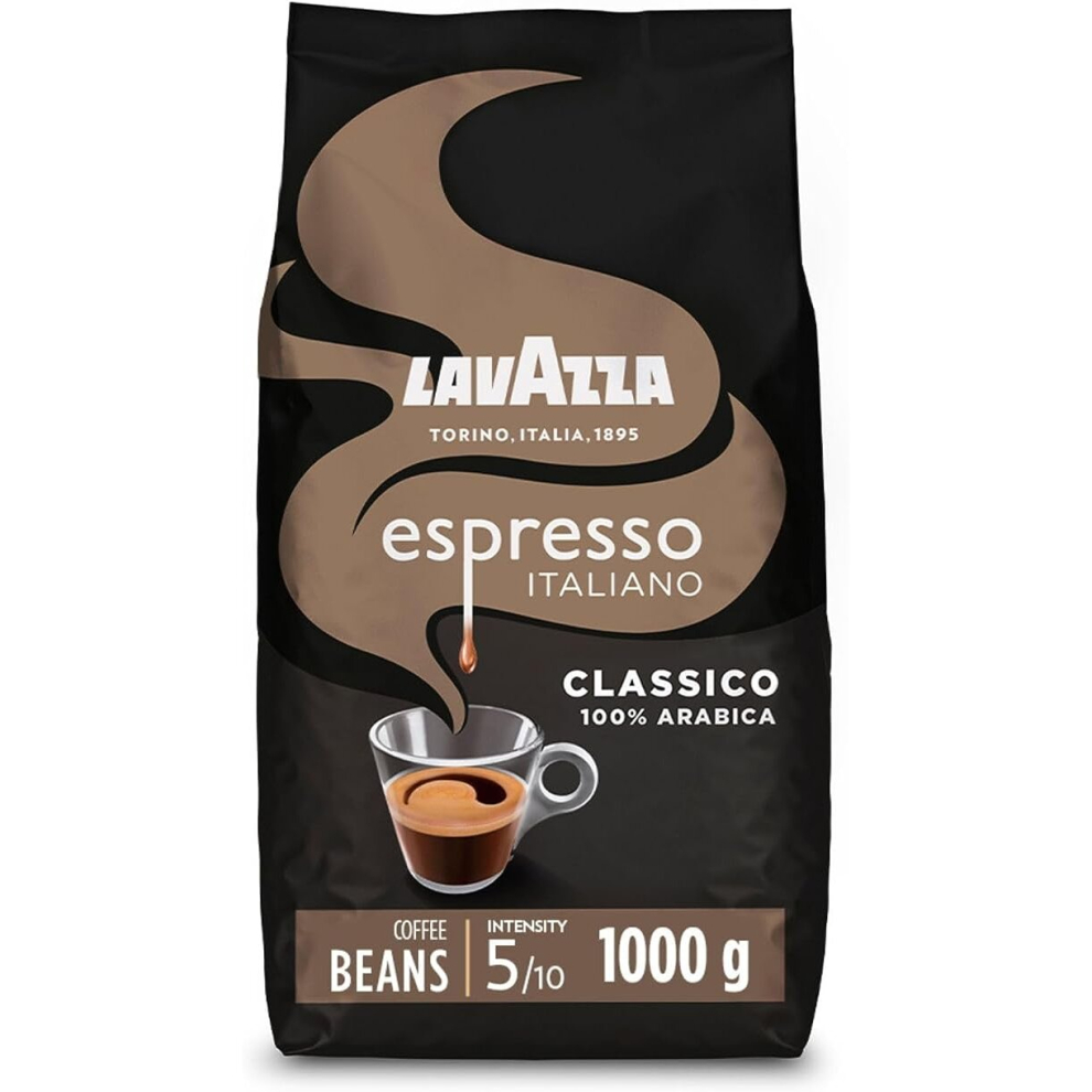 Lavazza Espresso Italiano Classico Coffee Beans with Flowery & Fruity Aromatic Notes Intensity 5/10 100% Arabica Light Roast 1 kg