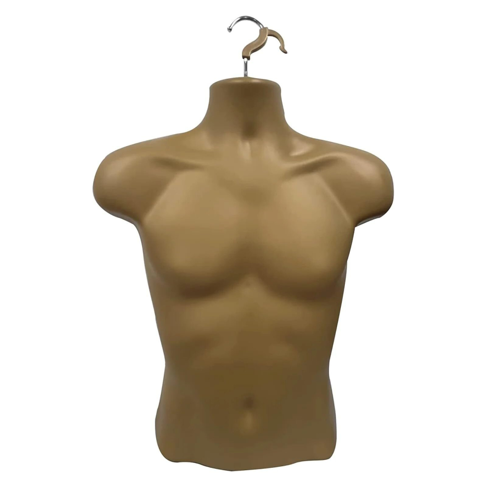 (Gold, With Stand) 3/4 Male Hanging Mannequin Body Form Shop Display