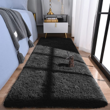 (80X150 CM, Black) Large Shaggy Fluffy Rugs Anti Slip Soft Carpet for Luxury Floor Area Bedroom Living Dining Room Rug