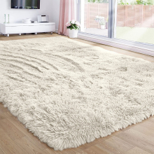 (200X290 CM, Cream) Large Shaggy Fluffy Rugs Anti Slip Soft Carpet for Luxury Floor Area Bedroom Living Dining Room Rug