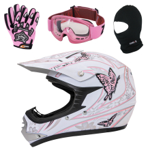 (Butterfly, L) ZORAX X18 Junior Child Kids Motocross Motorbike MX Helmet Gloves Goggles Balaclava