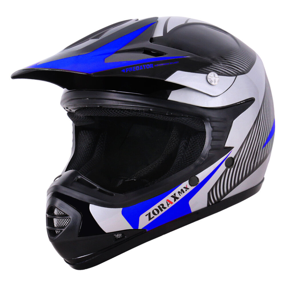 (Blue, M) Zorax X19 Helmet Junior Child Kids Motorbike Motocross MX Helmet Outdoor