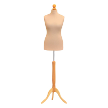 (Female Size 10/12) Female Tailors Dummy Cream  Dressmakers Fashion Students Mannequin Display Bust with A Light Wood Tripod Base
