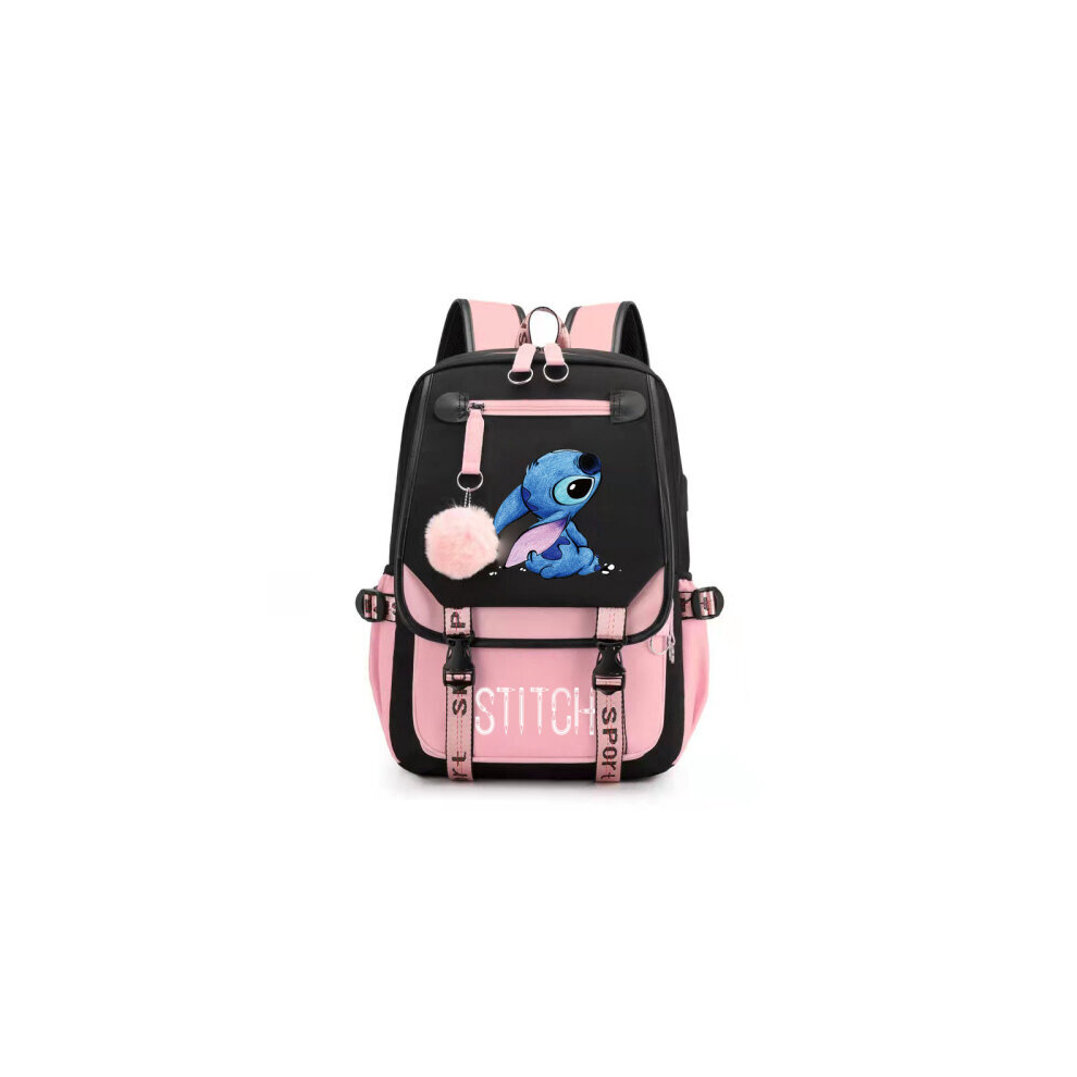 (Pink) Stitch Students Backpack Boys Girls Outdoor Cartoon Daypack