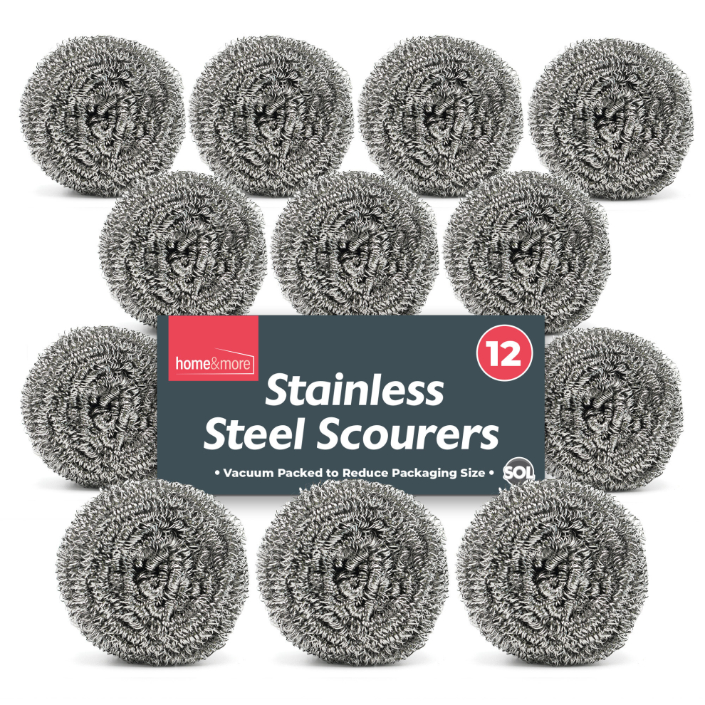 12pk SOL Stainless Steel Scourer, Wire Scourers, Pan Metal Sponge Pads