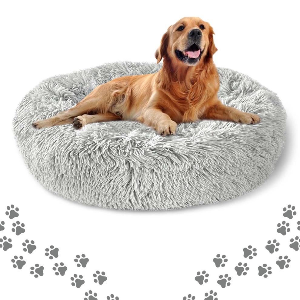 Dog Bed Donut Soft Round Plush Cat Bed For Calming Pet Anti Anxiety Washable