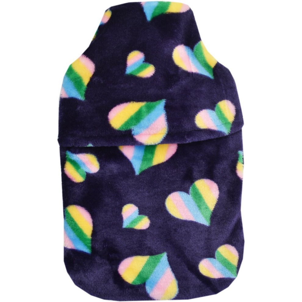Vagabond Cuddlesoft Fleece Hot Water Bottle: 2L Rainbow Hearts