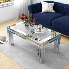 Exquisite Crystal Top Mirrored Coffee Table: Elevate Your Décor