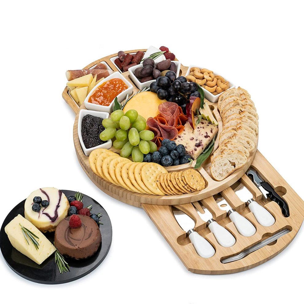 Ezi-Tech Cheese Board Set Wooden Serving Platter Tray Gift Charcuterie