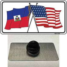 Smart Blonde PIN-LP-14155 1.5 x 0.75 in. Haiti Crossed US Flag Novelty Rectangle Metal Hat Pin