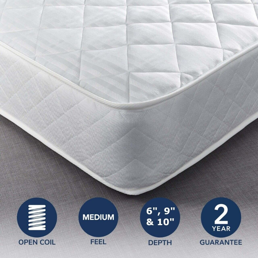 (Single - 3ft, 6") 6",9",10" Orthopaedic Memory Foam Spring Mattress Rolled Up Mattress All Sizes