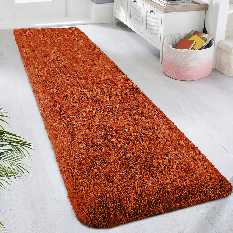 (Rust , 60X220 CM RUNNER RUG) Shaggy Non Slip Rugs Living Room Area Carpet Mat