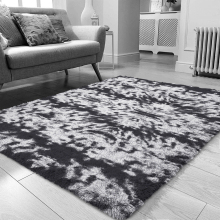 (Black Grey/ Charcoal Grey, 120X170) Shaggy Non Slip Rugs Living Room Area Carpet Mat