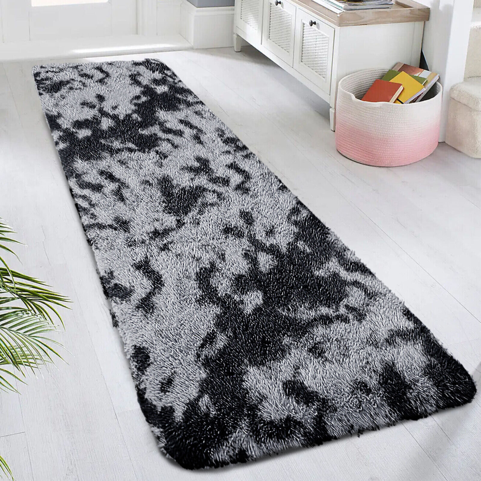 (Black Grey/ Charcoal Grey, 60X220 CM RUNNER RUG) Non-Slip Rugs Shaggy Area Rug Runner Carpet Mat