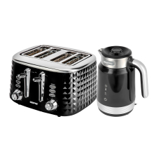 Geepas Smart Stainless-Steel Kettle 1.7L & 4 Slice Bread Toaster Combo
