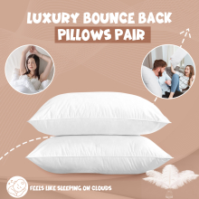 (BOUNCE BACK PILLOW x 2) MOONLIGHT BEDDING ANTI ALLERGY PILLOWS x 2, WHITE