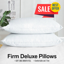 (FIRM DELUXE PILLOWS x2) Luxury Pillows Pair Super Soft Memory Foam Pillows