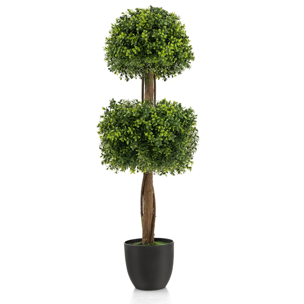 100CM Artificial Boxwood Topiary Ball Tree with Cement-filled Plastic Pot