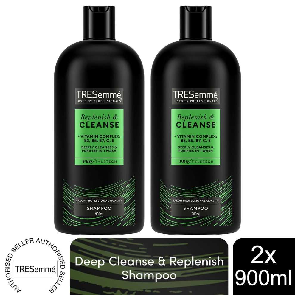 2x TRESemme Cleanse & Replenish Remoisturising Shampoo, 900ml