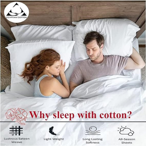 Imperial Rooms (King) Flat Sheet Bed Sheets White 100% Egyptian Cotton 1