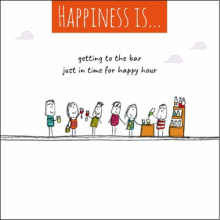 Happiness Is... Happy Hour Greeting Card Blank Humour Cards
