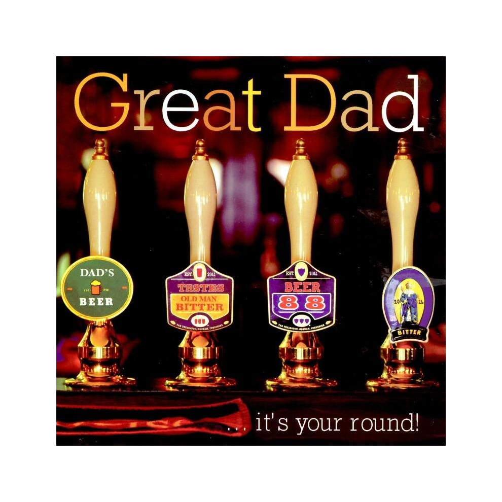 Great Dad It's Your Round Happy Father's Day Card Square Photo Greeting Cards