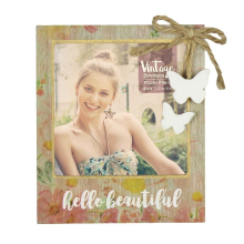 Vintage Boutique Hello Beautiful Wood Effect Photo Frame Suits 4" x 4" Photo