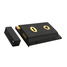 Narrow Case Rim Deadlock 4" x 3" Black with 2 Keys and fixings