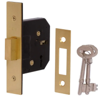 5 Lever Mortice Deadlock 2.5" Electroplated Brass