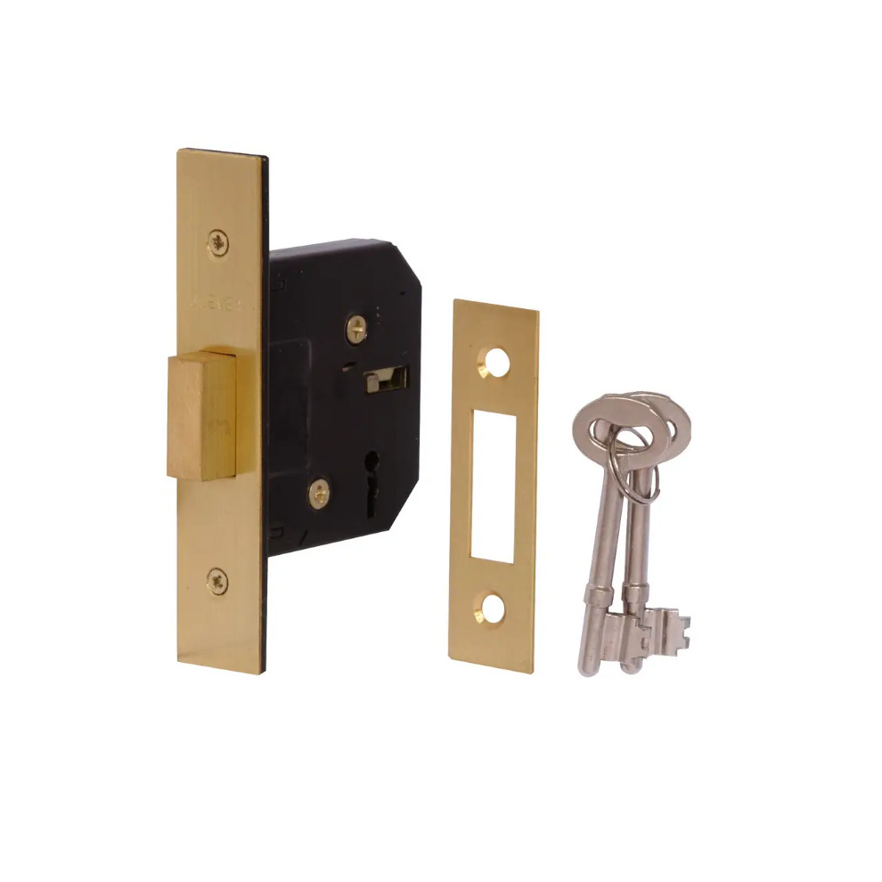 5 Lever Mortice Deadlock 2.5" Electroplated Brass 5025293051961