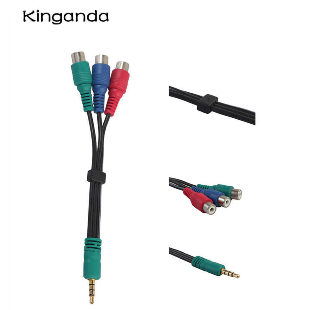 3.5Mm Mini Av Plug Male To 3 Rca Female Audio Video Cable Jack Adapter Connector 324788239743