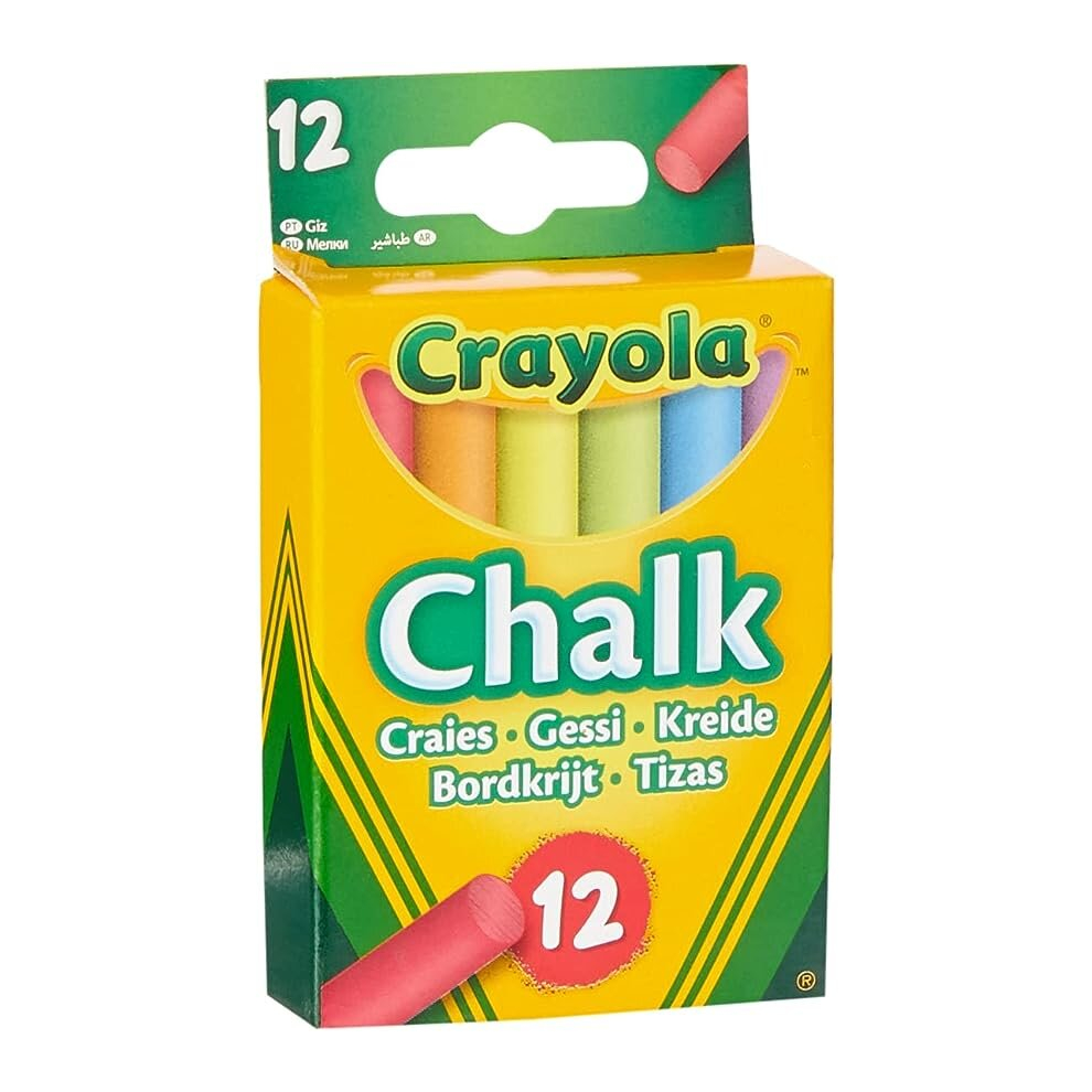 CRAYOLA Coloured Chalk Anti-Dust (Pack of 12) | Assorted Colours Texture Makes Writing & Drawing on Blackboards Easy!